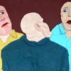 Drei alte Säcke, 2000, 124x65 cm, mixed media on wood, - 1100 Euro -