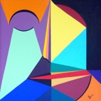  Styllised head II, 2001, 45x45cm, Acrylic on Canvas, - sold -