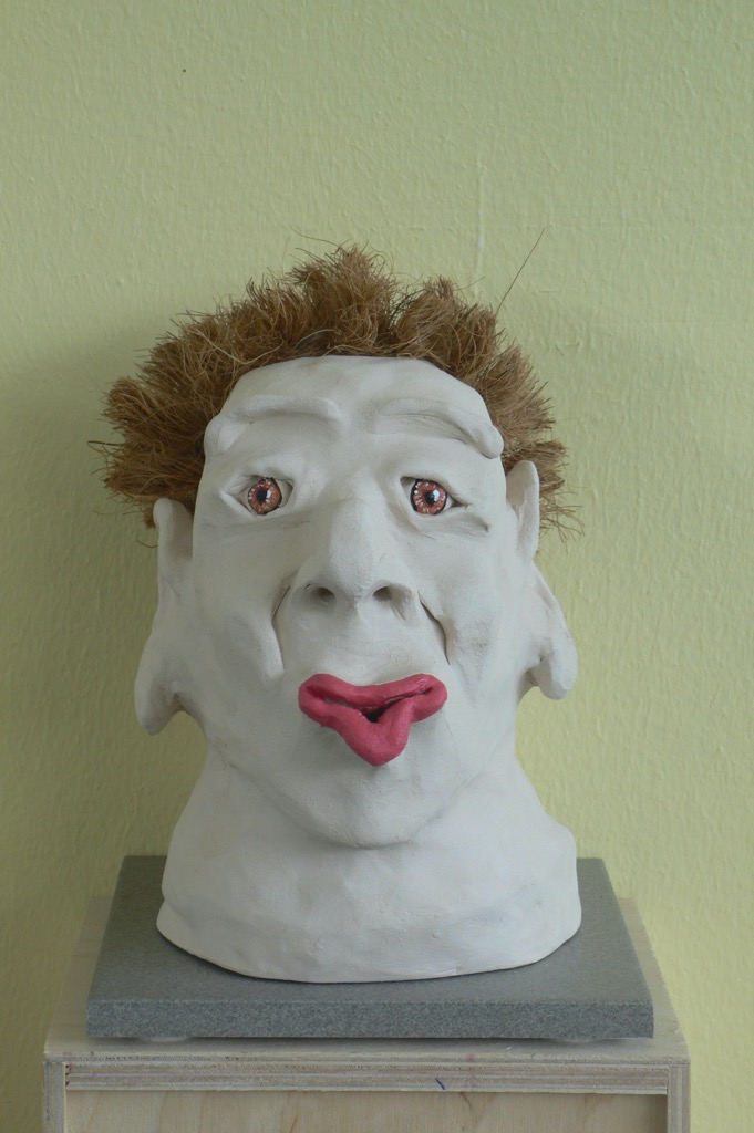 Head 1, 2009, ca. 25x15x15cm, Terracotta and Palm rope, - 150 Euro -