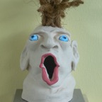 Head 5, 2009, ca. 25x15x15cm, Terracotta and Palm rope, - sold -