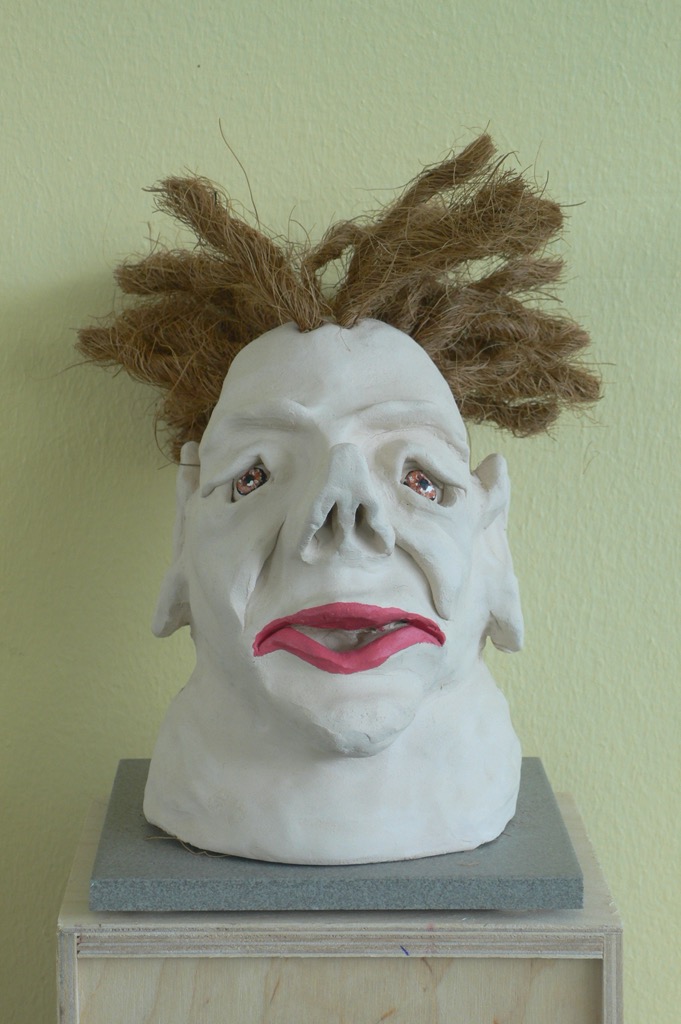 Head 7, 2009, ca. 25x15x15cm, Terracotta and Palm rope, - 150 Euro -
