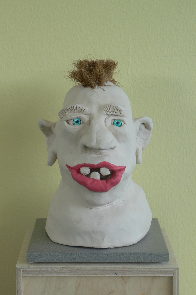 Head 9, 2009, ca. 25x15x15cm, Terracotta and Palm rope, - sold -