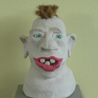 Head 9, 2009, ca. 25x15x15cm, Terracotta and Palm rope, - sold -