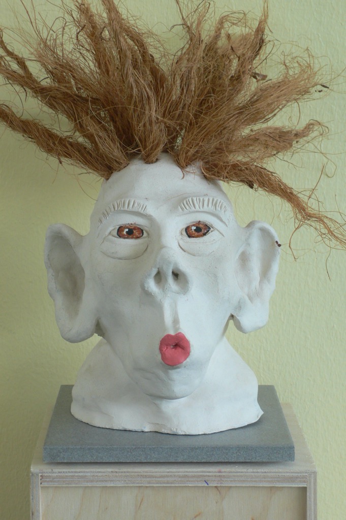 Head 12, 2009, ca. 25x15x15cm, Terracotta and Palm rope, - sold -