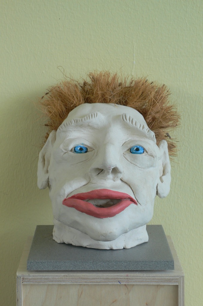 Head 13, 2009, ca. 25x15x15cm, Terracotta and Palm rope, - sold -