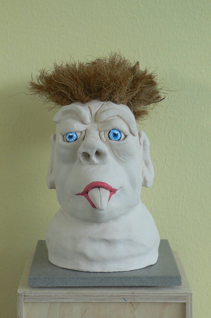 Head, 14 2009, ca. 25x15x15cm, Terracotta and Palm rope, - sold -