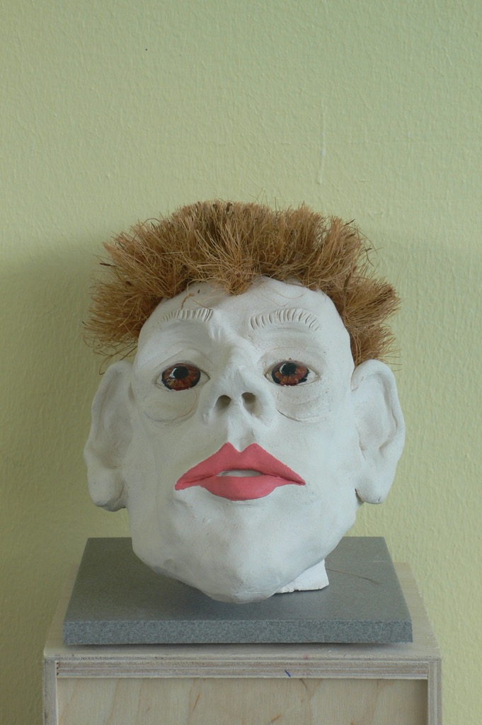 Head 15, 2009, ca. 25x15x15cm, Terracotta and Palm rope, - sold -