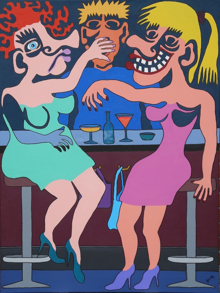 Catfight, 2013, 120x90cm,  Acrylic on Canvas,  - 1400 Euro -